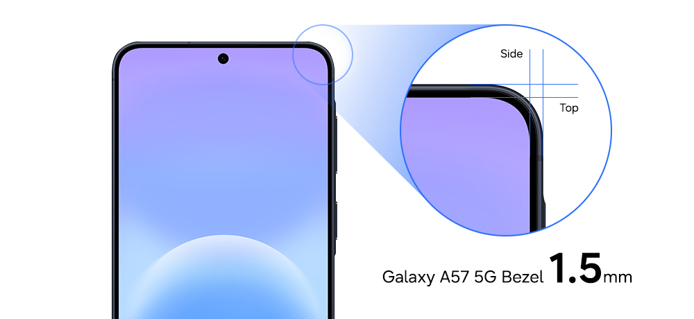 Galaxy A57 5G has narrower bezels for a more expansive screen