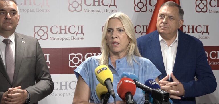 Željka Cvijanović, srpski član Predsjedništva BiH, obraća se medijima povodom kršenja procedura na sjednici Predsjedništva BiH.