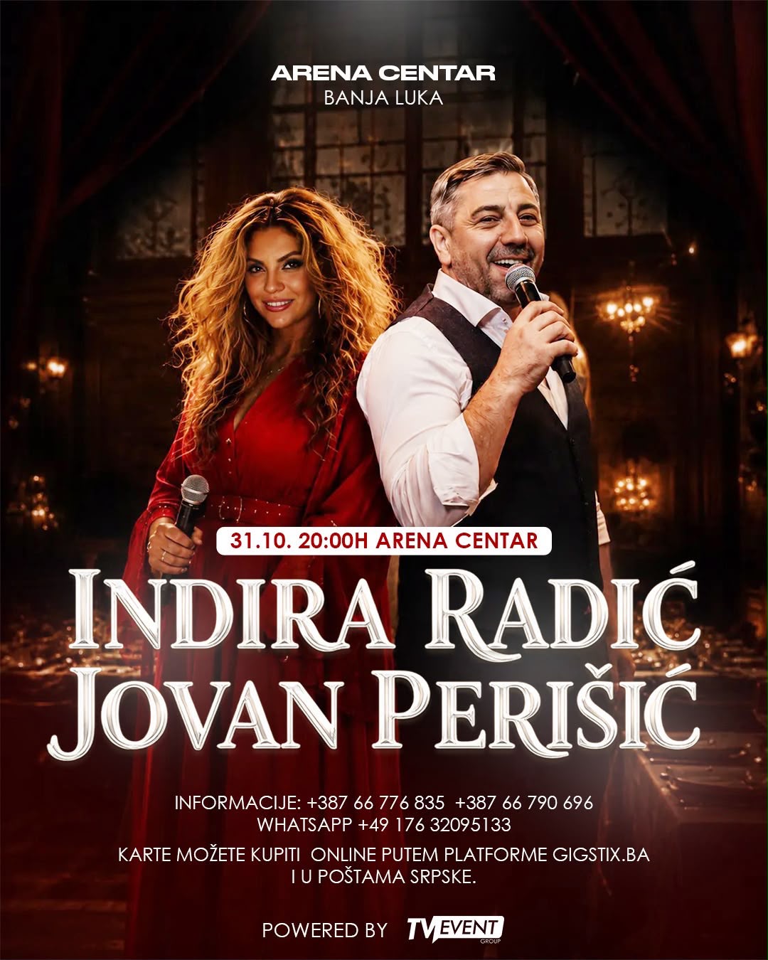 Koncert Indire Radić i Jovana Perišića u Areni Centar u Banjaluci